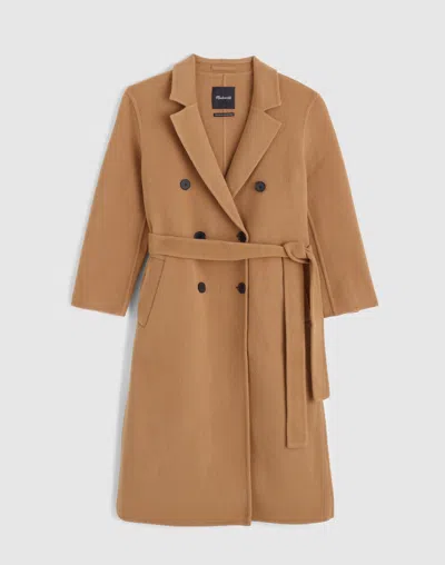 Madewell Double-faced Brushed Long Coat In Brown