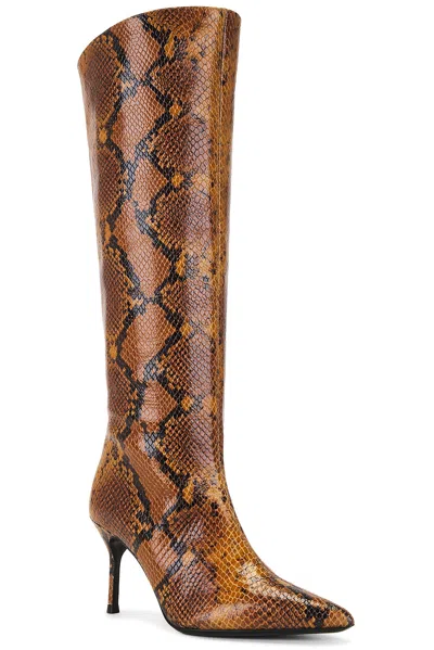 Staud Sebastian Snake-embossed Leather Knee-high Boots In Brown