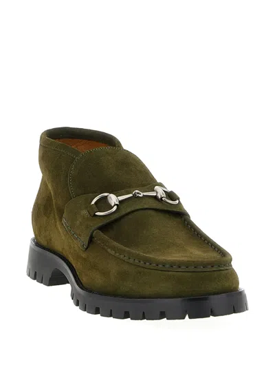 Gucci Ankle Boots With Chunky Sole And Buckle In Green