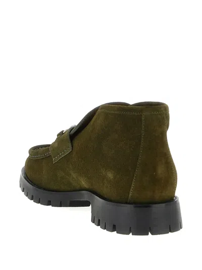 Gucci Ankle Boots With Chunky Sole And Buckle In Green