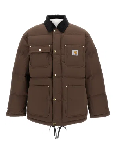 Carhartt Stylish Short Jacket Featuring Buttoned Pockets In Brown