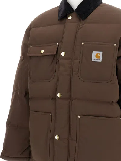 Carhartt Stylish Short Jacket Featuring Buttoned Pockets In Brown
