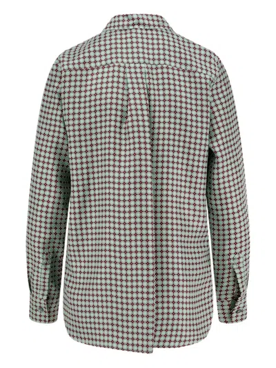 Aspesi Geometric-pattern Silk Shirt In Blue