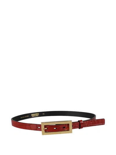 Dsquared2 Square Buckle Belt In Red