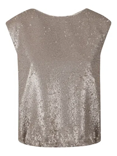 Herno Sequin-embellished Top In Gray