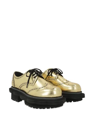 Comme Des Garçons Tao Full-brogue Platform Derby Shoe In Gold