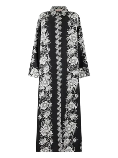 Valentino Daisy Print Dress Dress In Black