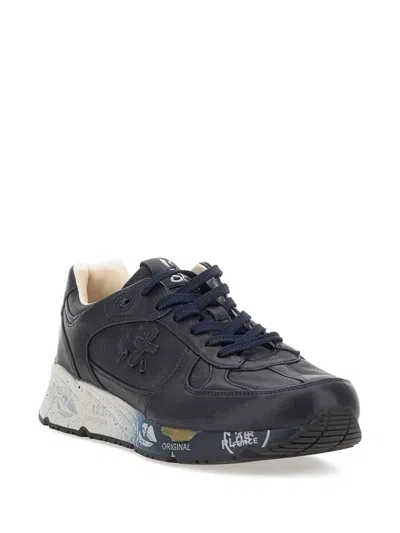 Premiata Mase 7082 Logo Leather Sneakers In Blue