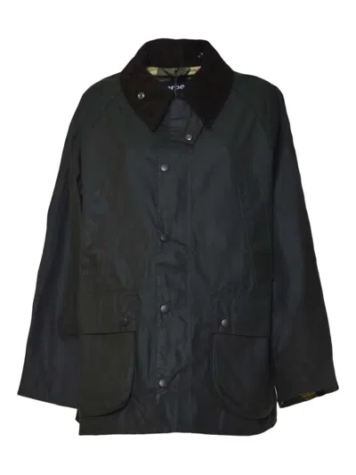 Barbour Bedale Jacket In Waxed Recycled Fabric In Black