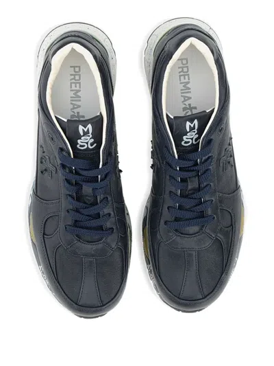 Premiata Mase 7082 Logo Leather Sneakers In Blue