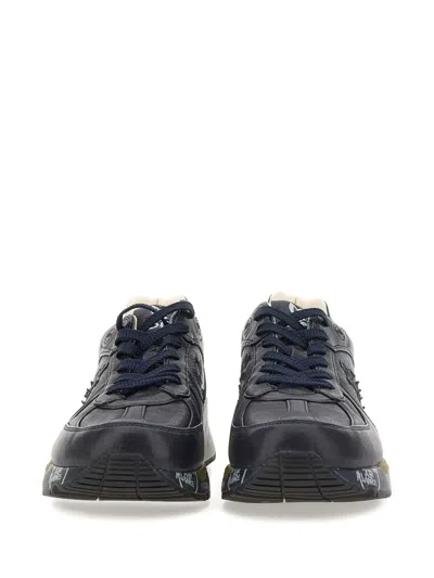 Premiata Mase 7082 Logo Leather Sneakers In Blue