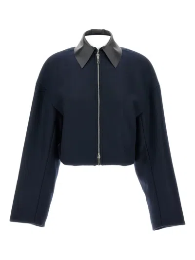 Sportmax Vacuo Contrast-collar Jacket In Blue