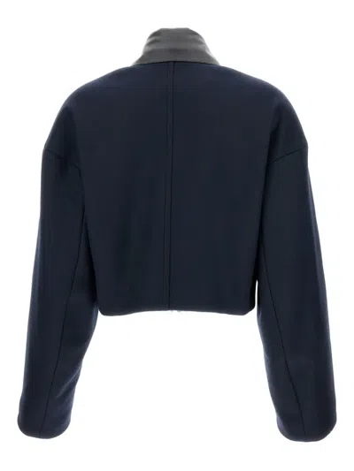 Sportmax Vacuo Contrast-collar Jacket In Blue