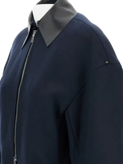 Sportmax Vacuo Contrast-collar Jacket In Blue