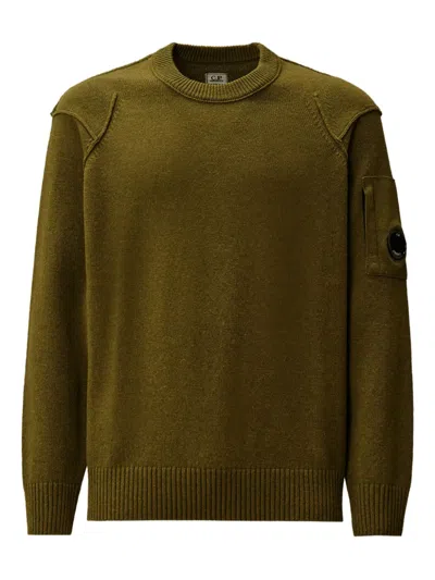 C.p. Company Cappero Crewneck Sweatshirt With Iconic Lens Detail In Green