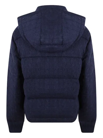 Polo Ralph Lauren Cable-knit Wool-cashmere Quilted Jacket In Blue