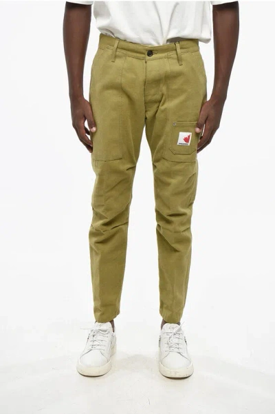 Dsquared2 Straight Leg Pants With Contrasting Patch In Gray