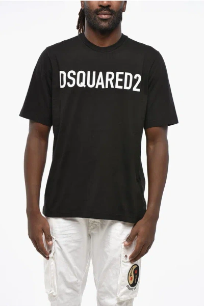 Dsquared2 Crew Neck T-shirt With Printed Logo In Black