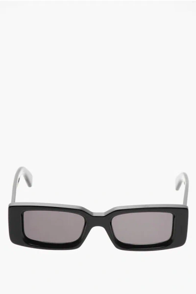 Off-white Solid Color Arthur Rectangular Sunglasses With Monogram In Black