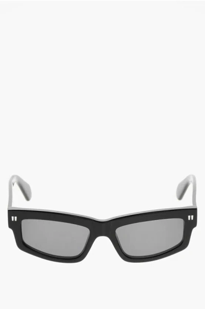 Off-white Solid Color Miramar Rectangular Sunglasses In Black