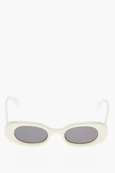 Off-white Solid Color Amalfi Oval Sunglasses In White