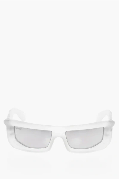 Off-white Mirrored Volcanite Shied Sunglasses With Sheer Frame In Transparent