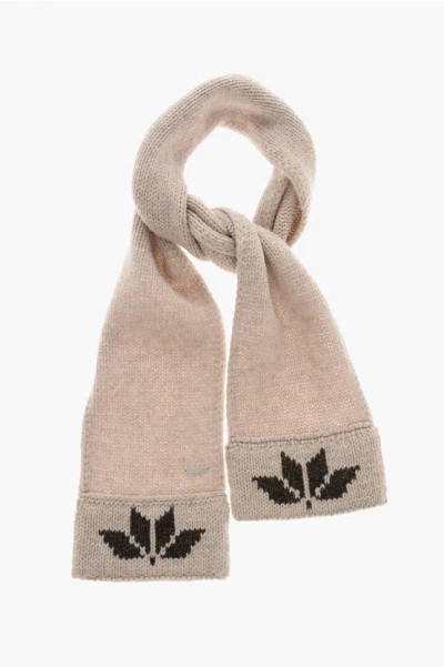 Dsquared2 Wool Slim Scarf In Neutral