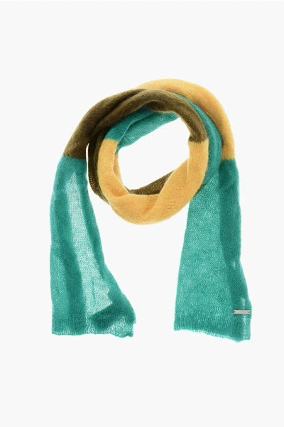Dsquared2 Mohair Blend Scarf With Color Block Design In Multi