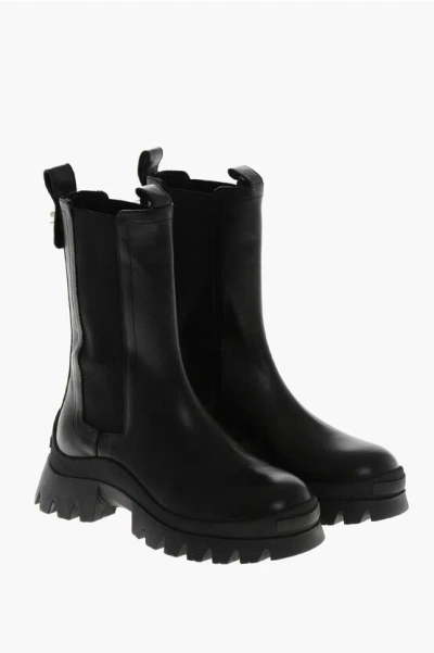 Dsquared2 Leather D2 Statement Chelsea Booties In Black