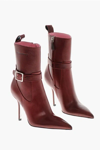 Dsquared2 Leather My Dust Booties With Stiletto Heel 10cm In Multi