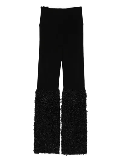 Norma Kamali Stretch-jersey And Chenille Flared Leggings In Black