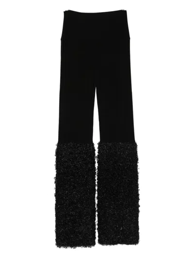 Norma Kamali Stretch-jersey And Chenille Flared Leggings In Black