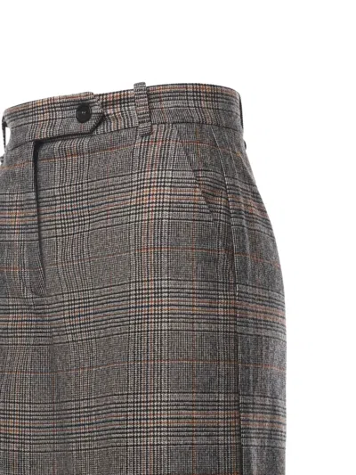 Pinko Check-pattern Trousers In Brown