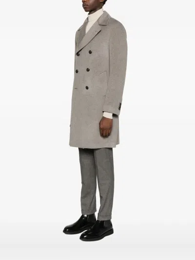 Tagliatore Flap-pocket Double-breasted Coat In Gray