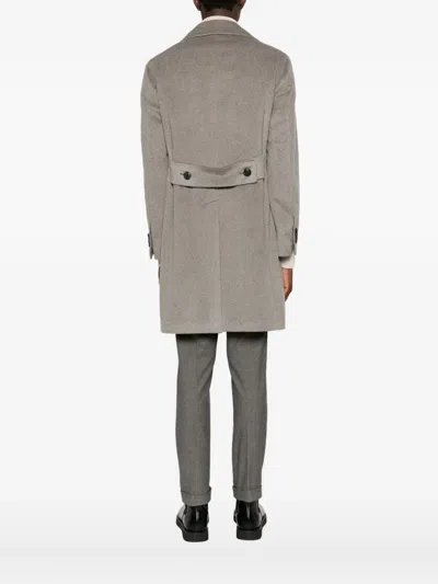 Tagliatore Flap-pocket Double-breasted Coat In Gray