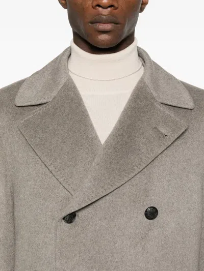 Tagliatore Flap-pocket Double-breasted Coat In Gray