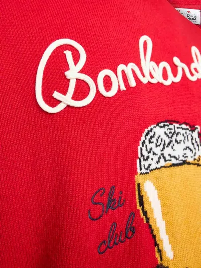 Mc2 Saint Barth Red Heron Embroidered Sweater In Red