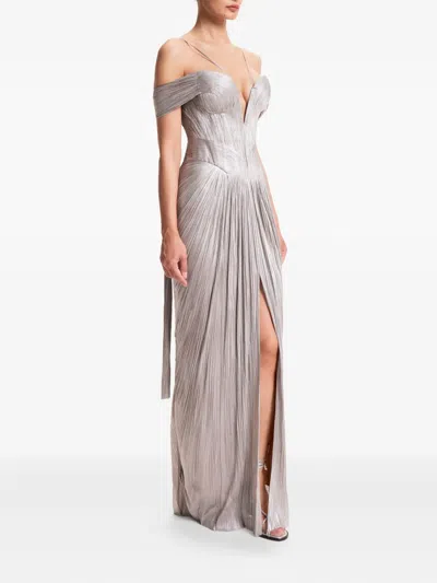 正面褶饰开衩礼服