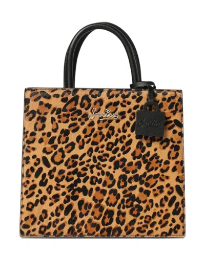 Mc2 Saint Barth Midi Leopard Print Top Handle Tote Bag In Multi