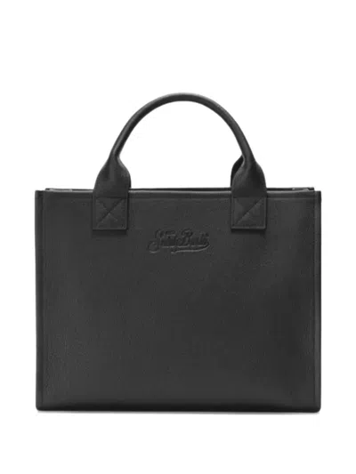 Mc2 Saint Barth Structured Handbag With Embossed Text In Black