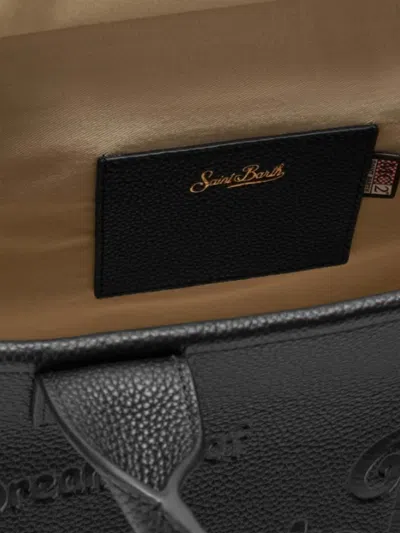 Mc2 Saint Barth Structured Handbag With Embossed Text In Black