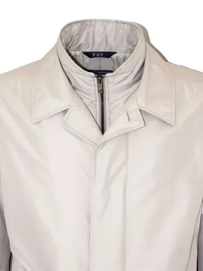 Fay Buttoned Collar Coat In Multi