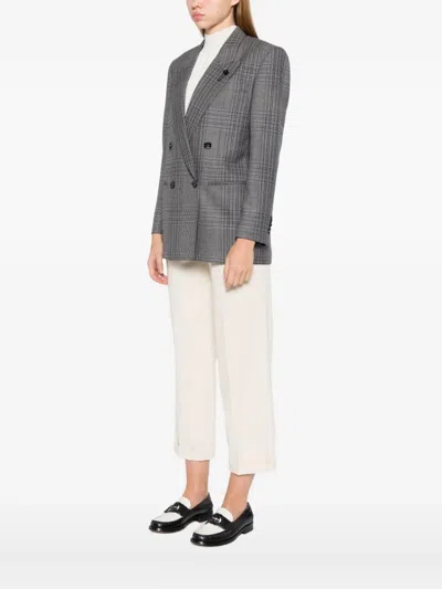 Lardini Double-breasted Checked Blazer In Gray
