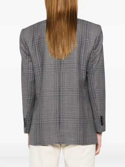 Lardini Double-breasted Checked Blazer In Gray