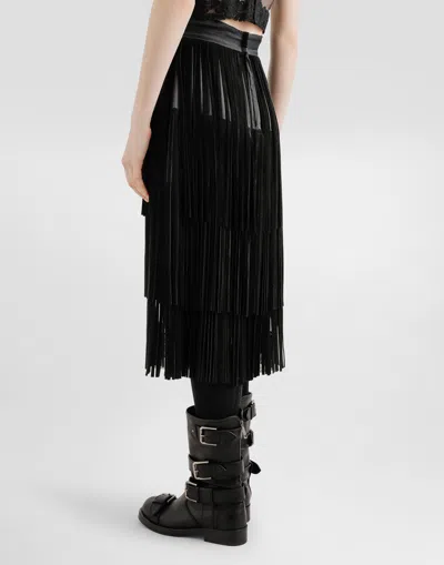 Dolce & Gabbana Gonna Midi In Chiffon And Black Lace In Black