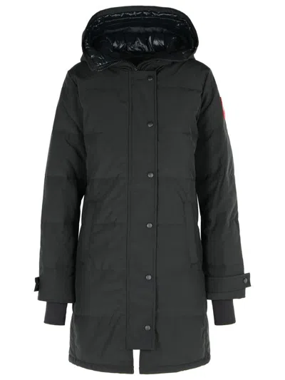 Canada Goose Mid-length Padded Coat With Detachable Hood And Quilted Design In Black
