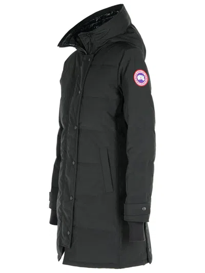 Canada Goose Mid-length Padded Coat With Detachable Hood And Quilted Design In Black