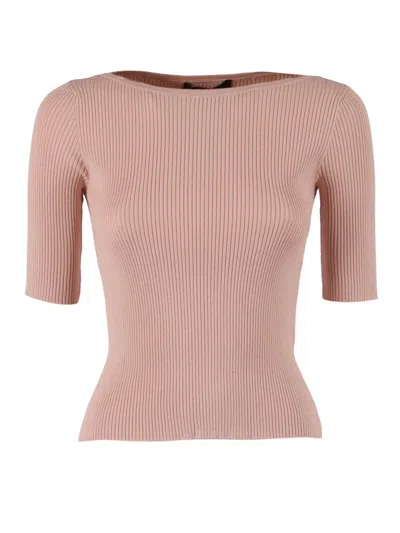 Weekend Max Mara Waser Ribbed T-shirt In Pink