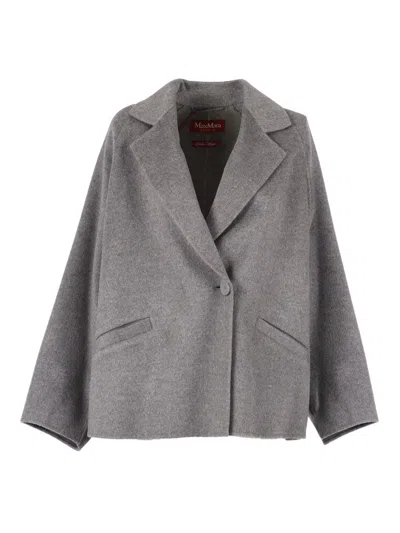 Max Mara Guinea Short Coat In Cashmere And Wool In Gray