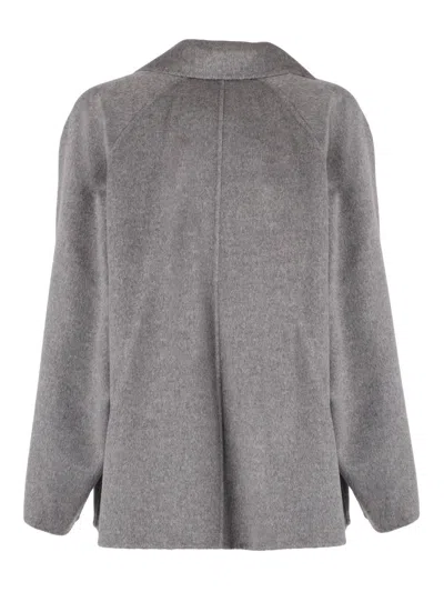 Max Mara Guinea Short Coat In Cashmere And Wool In Gray